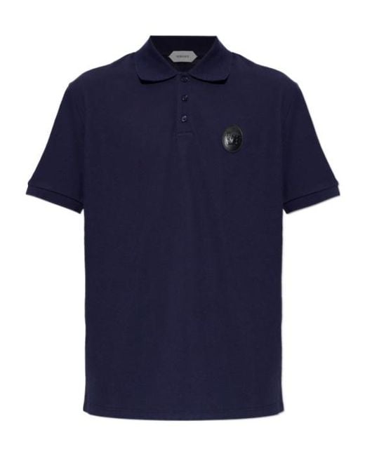 Versace Blue Cotton Piqué Polo for men