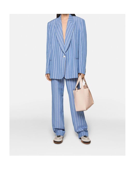 Stella McCartney Blue Striped Single-Breasted Blazer
