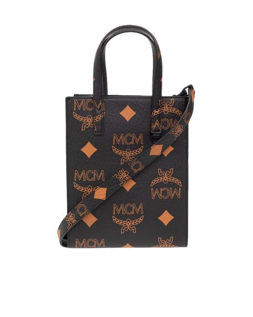 MCM Black Logo Shoulder Bag for men