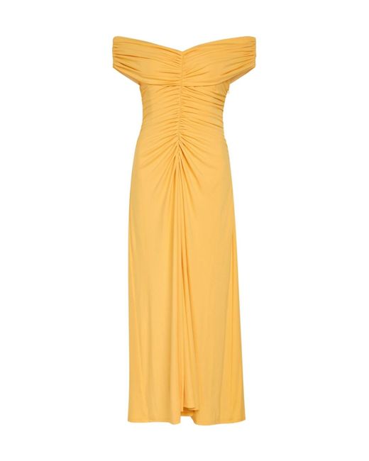 Jonathan Simkhai Yellow Draped Stretch-Jersey Midi Dress
