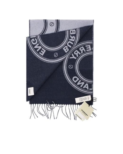 Burberry Blue Round Jacquard Scarf for men