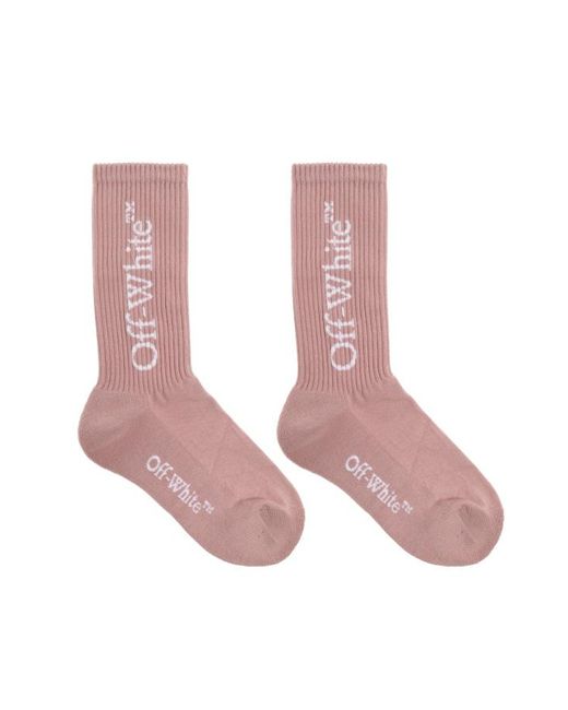 Off-White c/o Virgil Abloh Pink Logo Detailed Knitted Socks