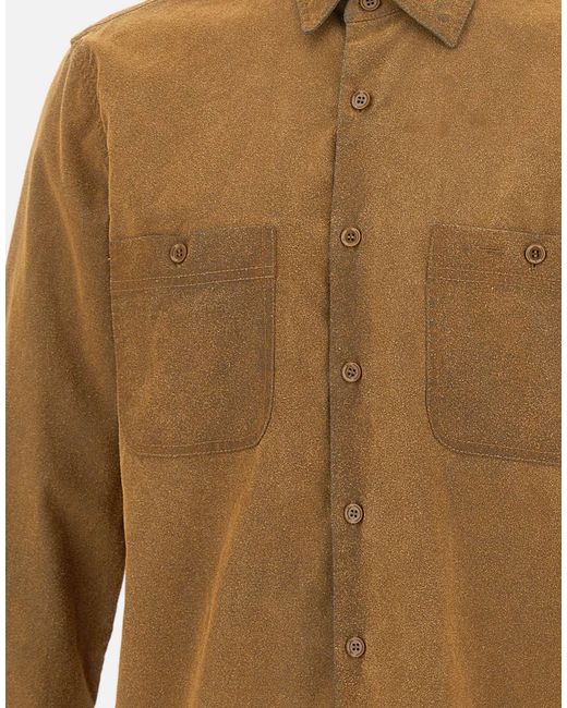 Aspesi Brown Flocked Utility Shirt for men