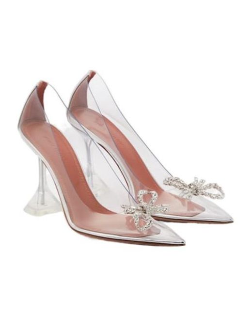 AMINA MUADDI Pink Crystal Bow High Heels