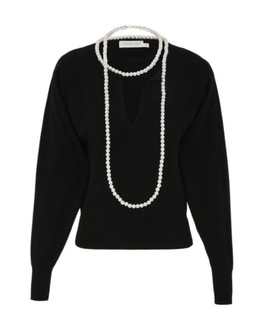 Zimmermann Black Long Sleeve Necklace Jumper