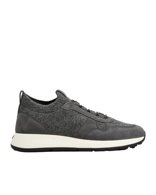Tod's Gray Suede-Panelled Felt Sneakers for men