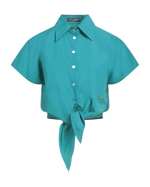 Dolce & Gabbana Blue Solid Color Short-Sleeve Shirt