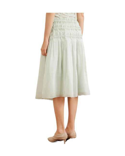 Khaite White Ruched Lyocell And Silk-Blend Skirt