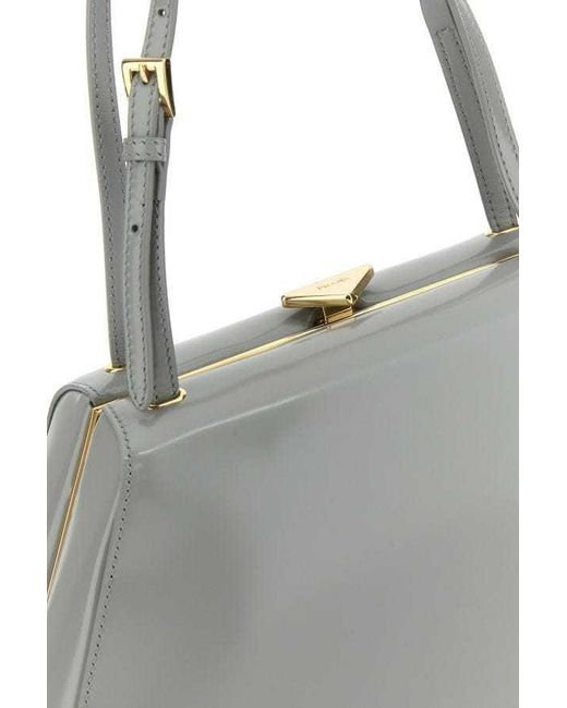 Prada Gray Logo Handbag