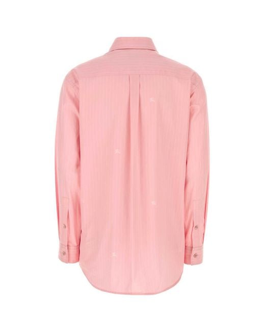 Burberry Pink Relaxed-Fit Knight Fil-Coupé Striped Cotton Shirt
