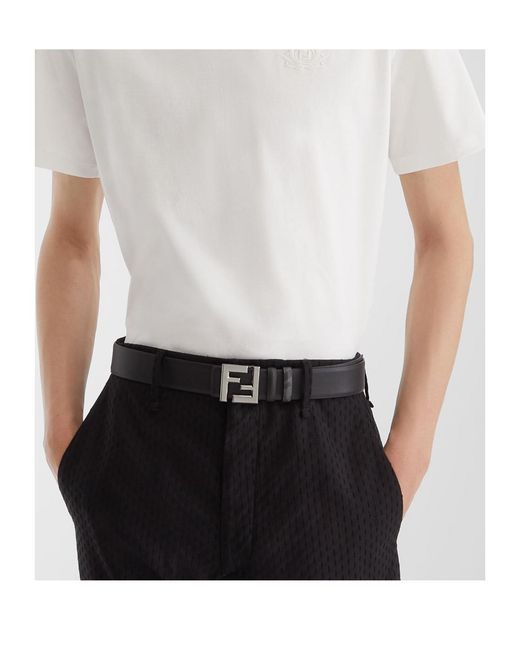 Fendi White Ff Squared Reversible Belt for men