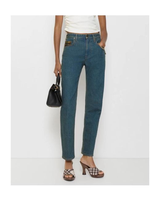 Burberry Blue Mid-Rise Straight Jeans