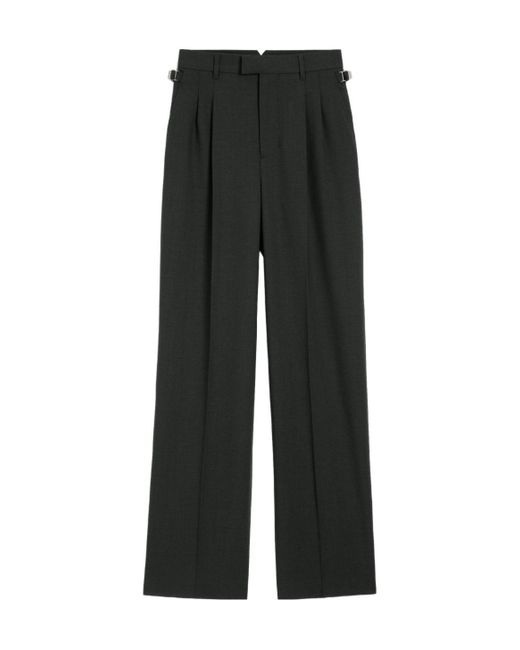 AMI Black Wool High Waist Wide Pants