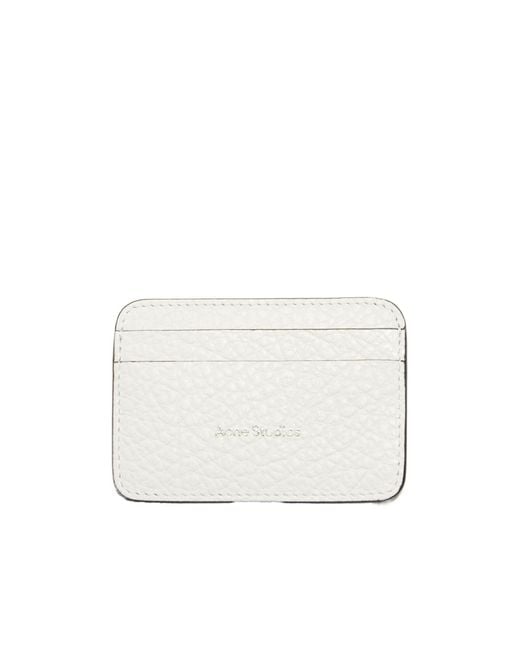 Acne White Logo Embossed Leather Cardholder for men