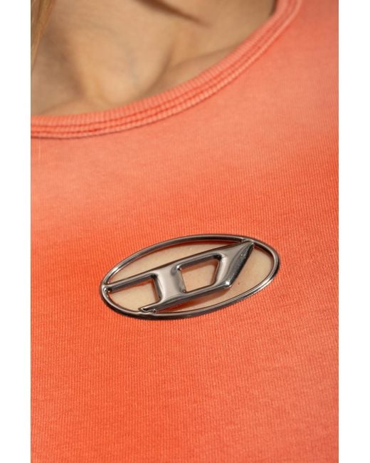 DIESEL Orange Oval D Crewneck T-Shirt