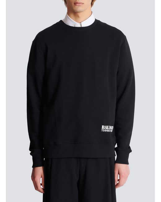 Balmain Black Logo Printed Crewneck Sweatshirt for men
