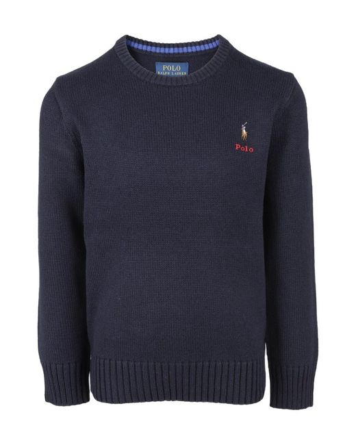 Polo Ralph Lauren Blue Logo Round-Neck Sweater
