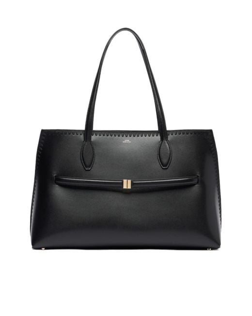 Totême  Black Lounge Embroidered Leather Tote Bag