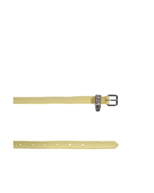 McQueen Metallic Pave Skull Double Belt