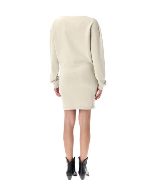 Isabel Marant Natural Pipper Fleece Twist-Front Mini Dress