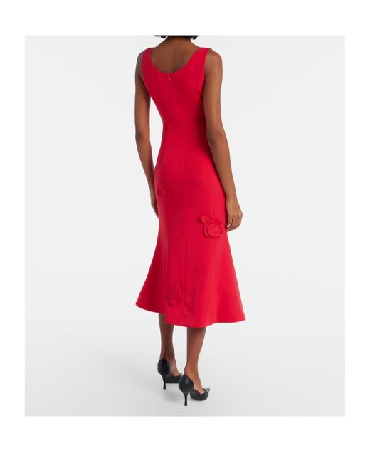 Leo Red Emily Floral-Appliqué Midi Dress