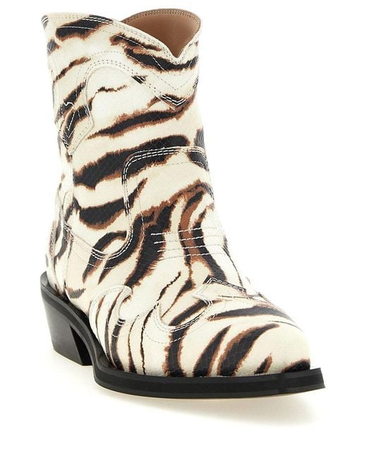 Ganni Metallic Western Ankle Boots