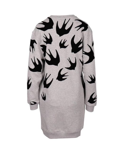 McQueen Gray Round-Necked Printed Dress