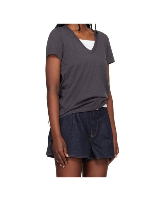 Rag & Bone Blue Slub-Texture V-Neck T-Shirt