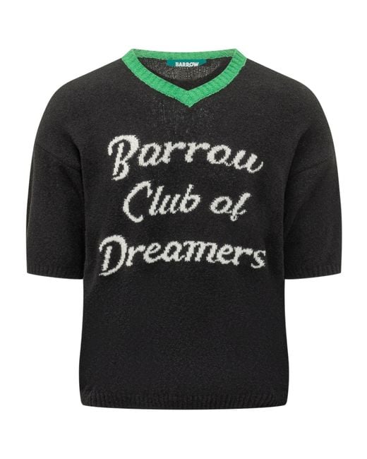 Barrow Black Slogan V-Neck Knitted Top for men