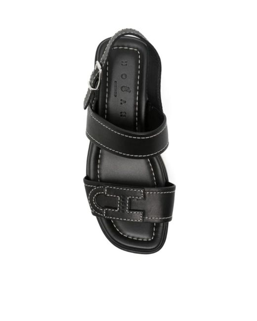 Hogan Black Buckled Sandals