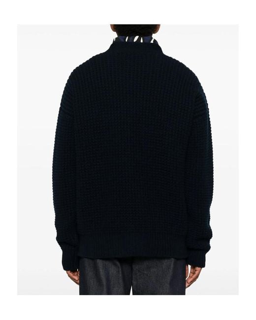 Jil Sander Blue V-Neck Cardigan for men
