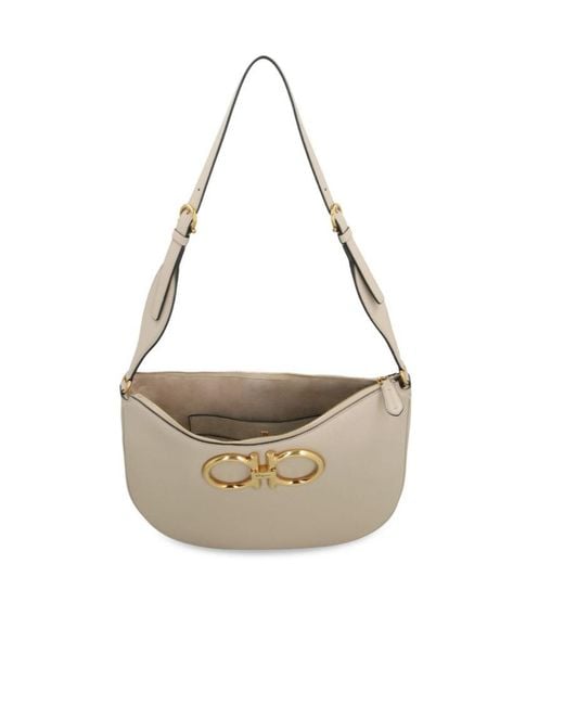 Ferragamo White Ferragamo Maxi G Shoulder Bag