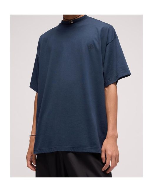 Gucci Blue Crest Embroidered T-Shirt for men