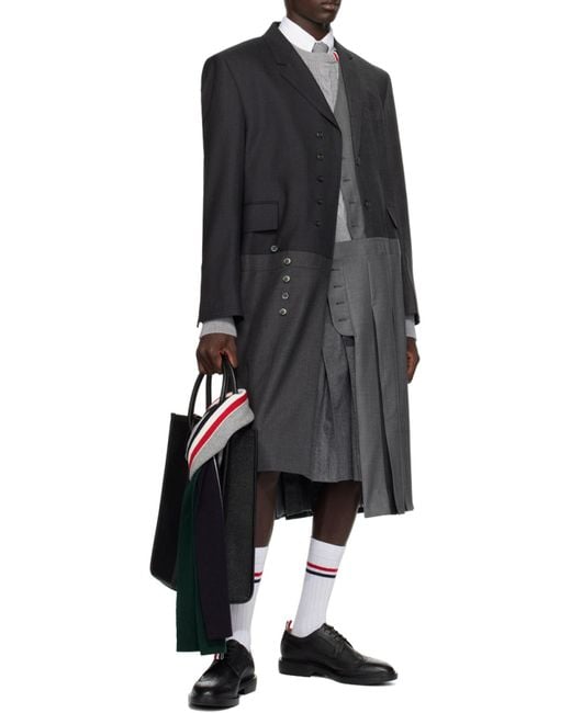 Thom Browne Gray Rwb-Striped Cable-Knitted Crewneck Jumper for men