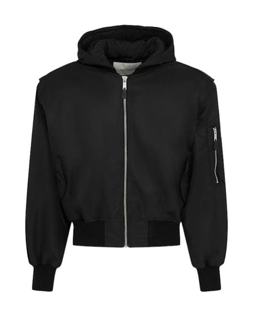Entire studios Black Hooded Broad Bomber Jacket for men