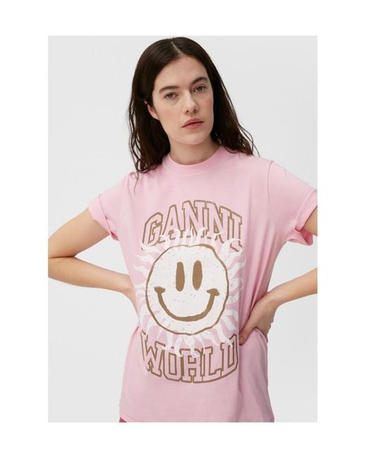 Ganni Pink Smiley T-Shirt