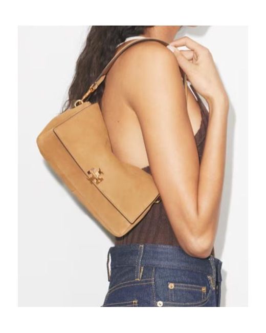 Tory Burch Brown Flap Logo Shoulder Bag