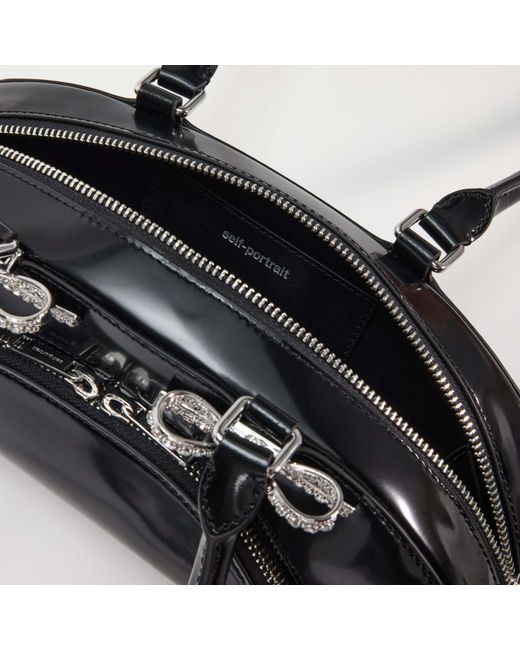 Self-Portrait Black Curved Shoulder Bag