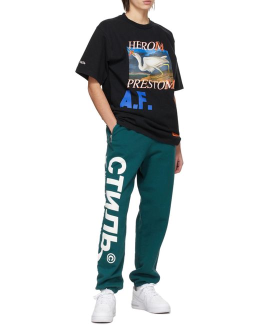 Heron Preston Black Logo Print Short-Sleeved T-Shirt for men