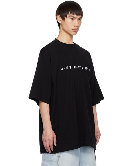 Vetements Black Friendly Logo-Print Cotton T-Shirt for men