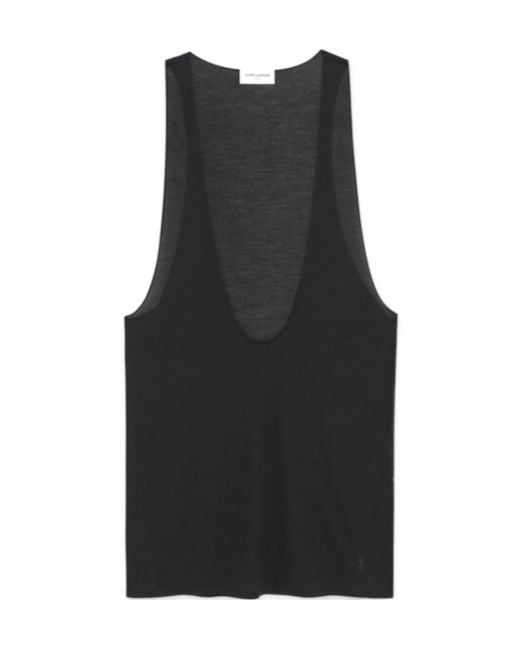 Saint Laurent Black Cassandre Sleeveless Tank Top