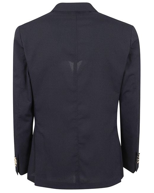 Eleventy Blue Double-Breasted Suit Jacket And Trousers Two-Piece Set for men