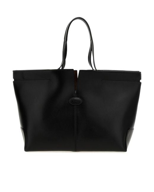 Tod's Black Logo Debossed Medium Tote Bag