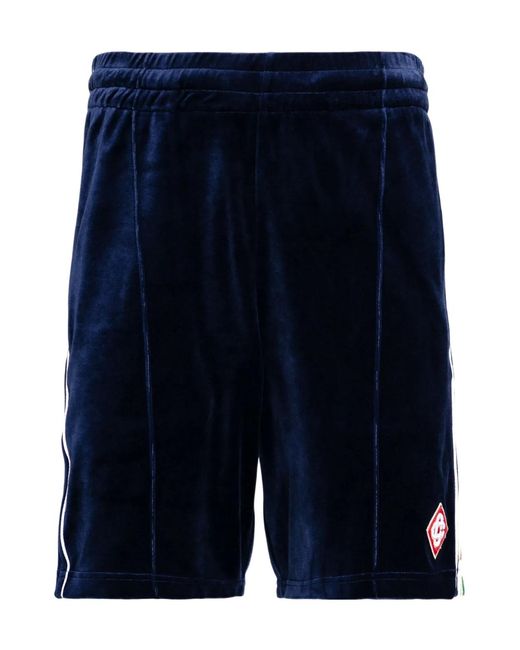 Casablanca Blue Heart Monogram Velvet Track Shorts for men