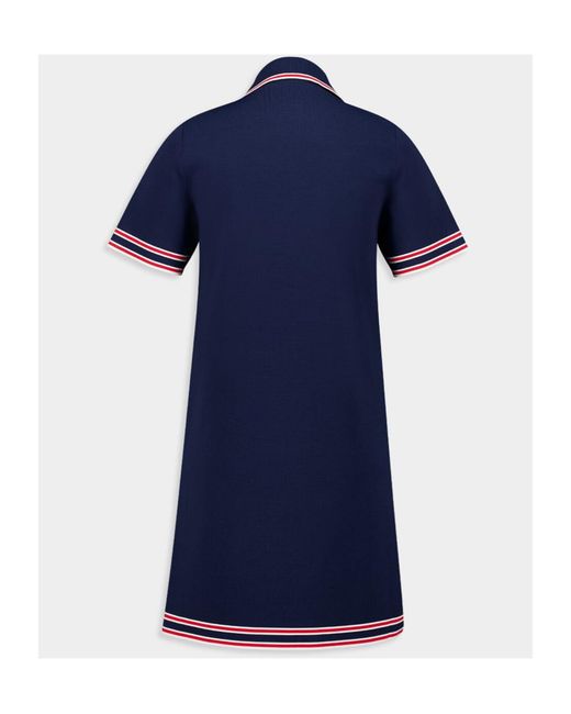 Gucci Blue Logo Chest Pocket Sweater Dress Front Ribbed