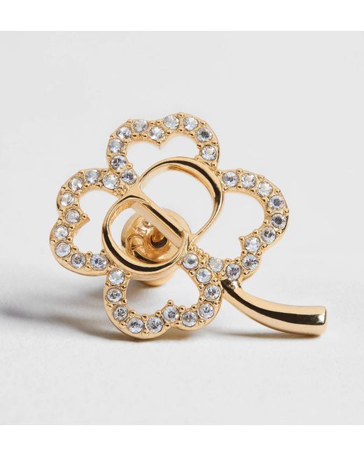 Dior White Cd Shiny Clover Earrings