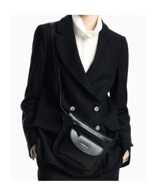 Emporio Armani Blue Double-Breasted Pinstripe Wool-Blend Blazer Signature Capsule