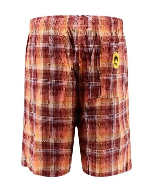 Barrow Red Checked Logo Shorts for men