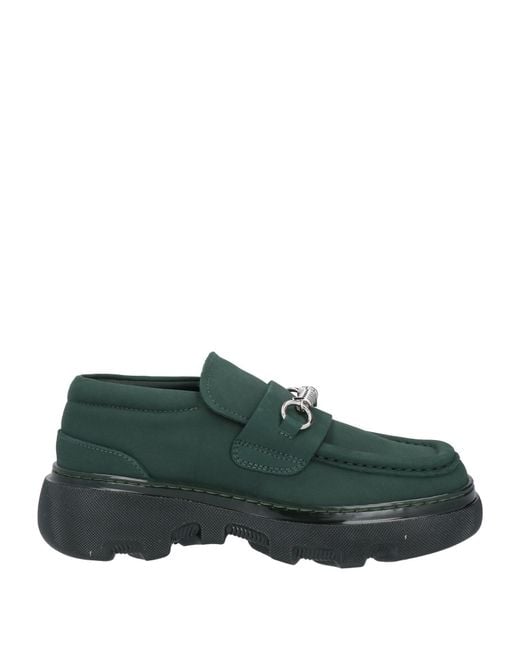 Burberry Green Platform Leather Loafers