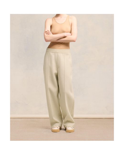 AMI Natural High-Waisted Pleated Pants